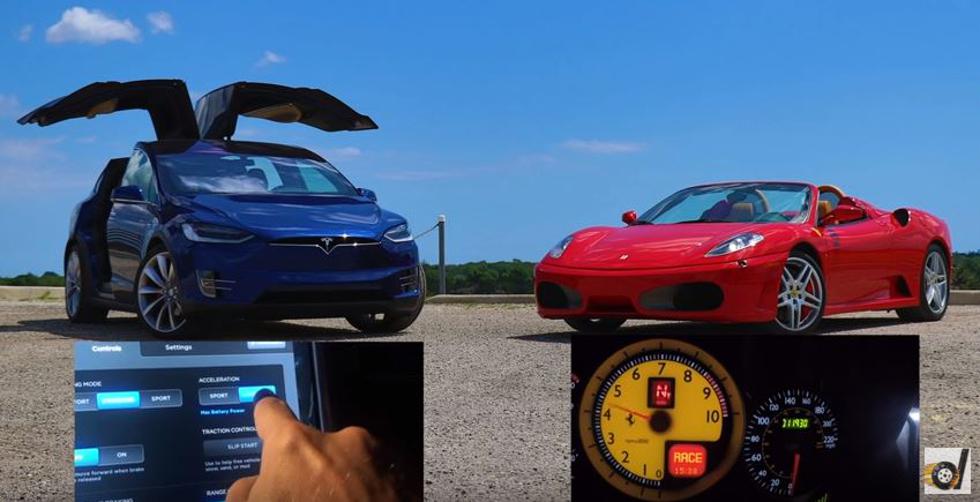 Tesla X P90D vs. Ferrari F430 Spider...Tko je brži?