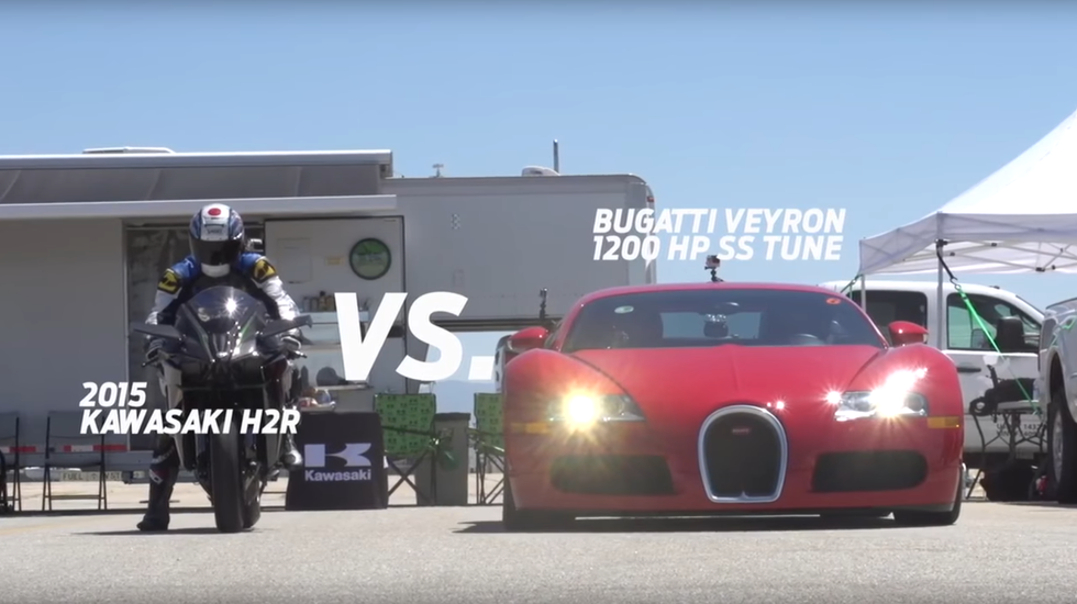 Kawasaki Ninja H2R 'uništila' Bugatti Veyron, zaustavio ju GT-R iz pakla
