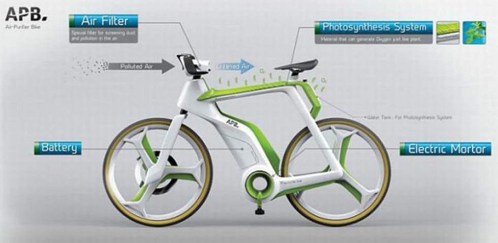 Zeleni bicikl koji čuva prirodu i čisti zagađeni zrak