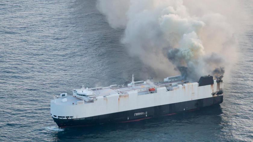 U.S. Coast Guard responds to vessel fire in the northern Pacific Ocean