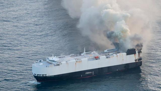 U.S. Coast Guard responds to vessel fire in the northern Pacific Ocean