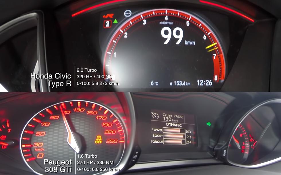 VIDEO: Peugeot 308 GTI vs Honda Civic Type R